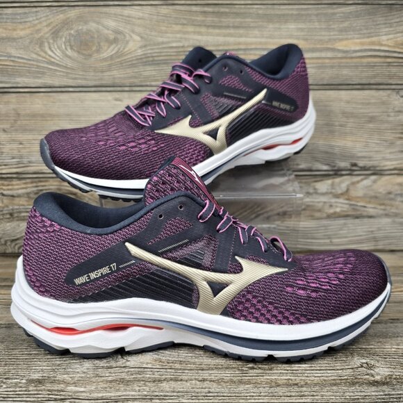Mizuno Wave Inspire 17 Sneakers Purple Mesh Shoes Barely Worn Women's SIze 9 - Picture 1 of 9